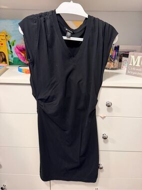 Athleta Black V‑Neck Cap Sleeve Mini Dress